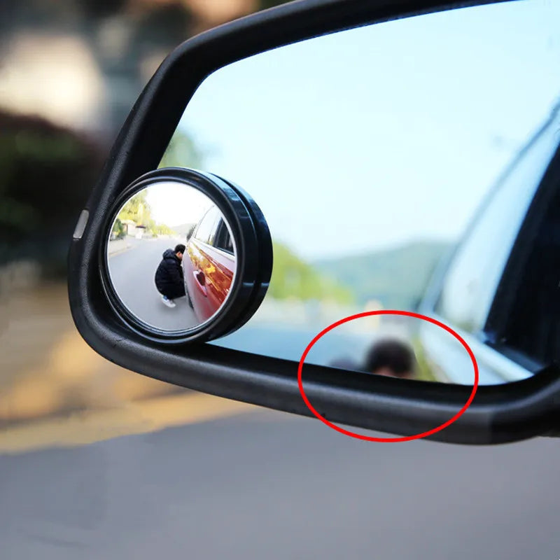 Kit com 2 Espelhos Convexos de Ângulo Amplo - Visão HD 360° Ajustável para Eliminar Pontos Cegos e Garantir Segurança ao Estacionar
