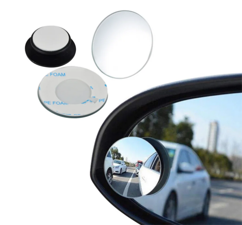 Kit com 2 Espelhos Convexos de Ângulo Amplo - Visão HD 360° Ajustável para Eliminar Pontos Cegos e Garantir Segurança ao Estacionar